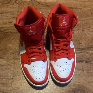 Nike Air Red and White High-Top Sneakers